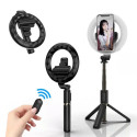 Elight Q07 Professional Selfie Stick (length max 90cm) with Ring LED Light / Tripod / Shutter button