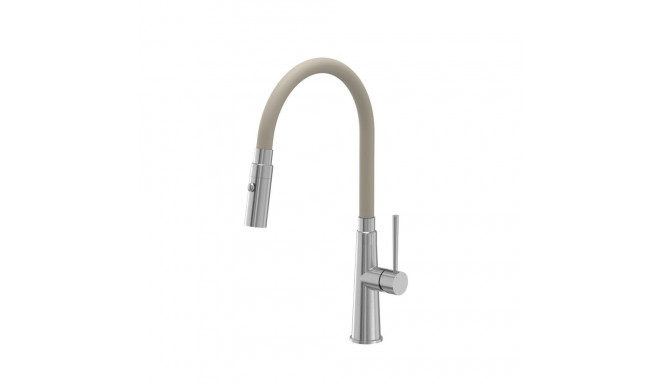 Basin mixer with flexible hose and shower function Quadron GINA, 3922505_BSBE, steel/sand