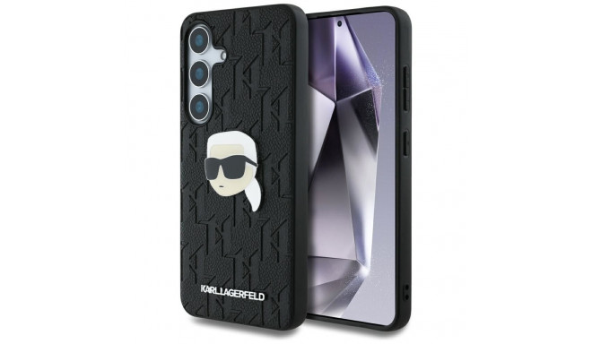 Case Karl Lagerfeld nahast monogrammiga pin-logo Karl Head Samsung Galaxy S25 must