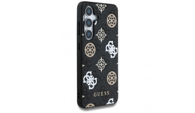 Case Guess 4G must värvilise pojengimustriga MagSafe Samsung Galaxy S25 jaoks