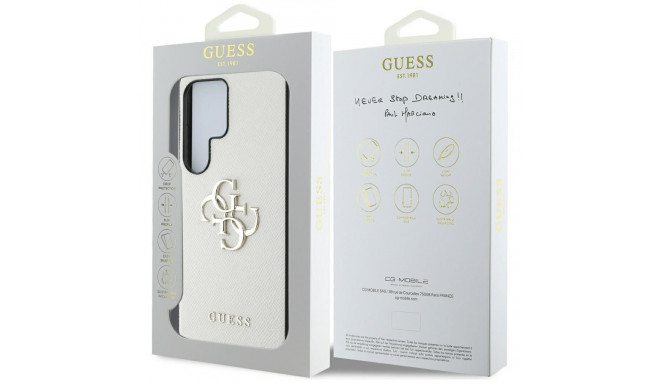 Guess Grained Big 4G Logo Small Classic Logo ümbris Samsung Galaxy S25 Ultra beež