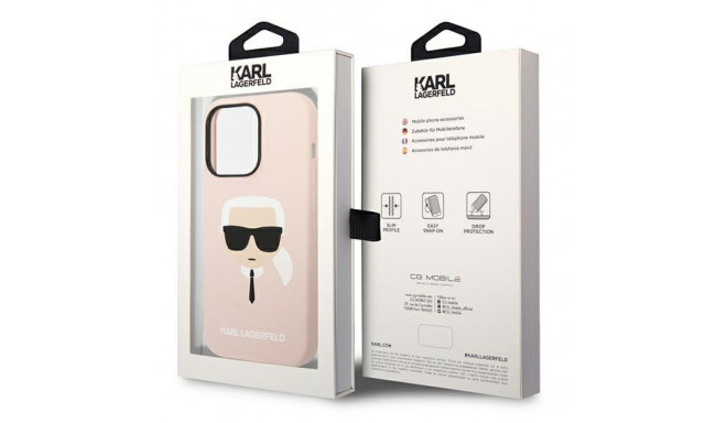 Karl Lagerfeld KLHCP14LSLKHLP iPhone 14 Pro 6.1" kõvakaan pink silikoon Karl'i pea