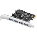 AXAGON PCEU-430RS PCIe card - 4x USB 5Gbps port, SATA power, Renesas PD720201, SP