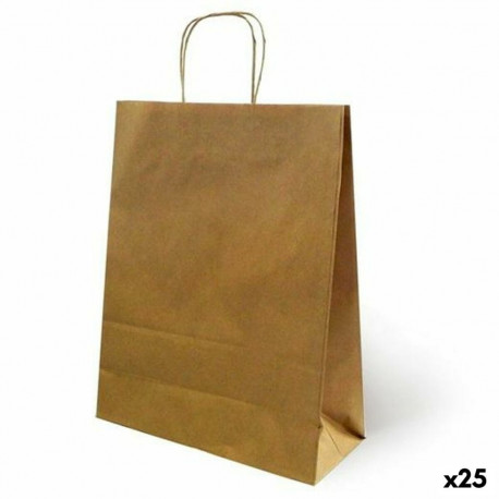 Paper Bag Fama Brown With handles 125 g/m² 26 x 10 x 35 cm (25 Units)