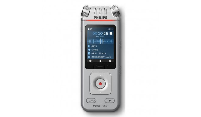 Philips DVT4115 Digital Voice Tracer Flash card Chrome, Silver