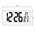 Large Digital Clock Wall Mount Free Standing with Temperature Sensor 37x17cm LCD Display Power Adapt