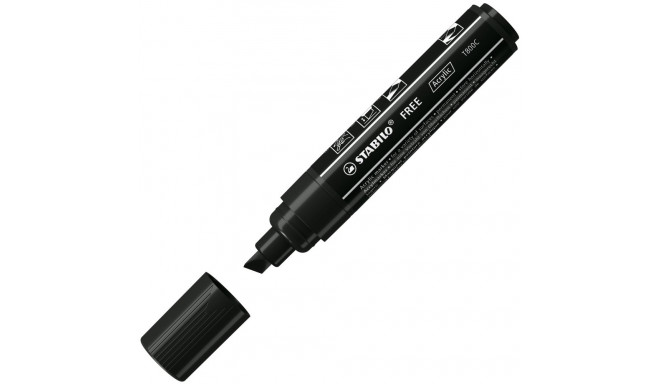 Marker permanent STABILO FREE Acrylic T800C, must, 4-10mm, lõigatud ots