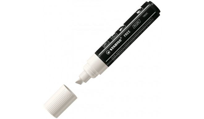 Marker permanent STABILO FREE Acrylic T800C, valge, 4-10mm, lõigatud ots