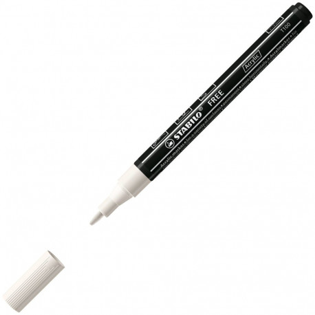 Marker permanent STABILO FREE Acrylic T100, valge, 1-2mm