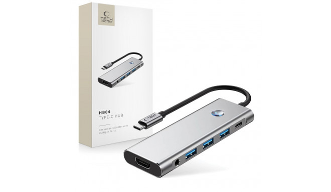 TECH-PROTECT HB04 HUB ADAPTER 9IN1 TYPE-C + USB2.0 + USB3.0 + HDMI 4K 60HZ + SD/TF + PD100W + AV3.5 