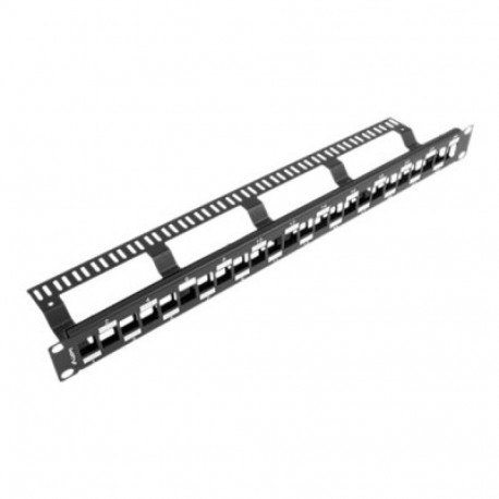 LANBERG PPKS-1224-B Lanberg keystone Patch Panel Blank 24 port Staggeged 1U with Organizer, Black