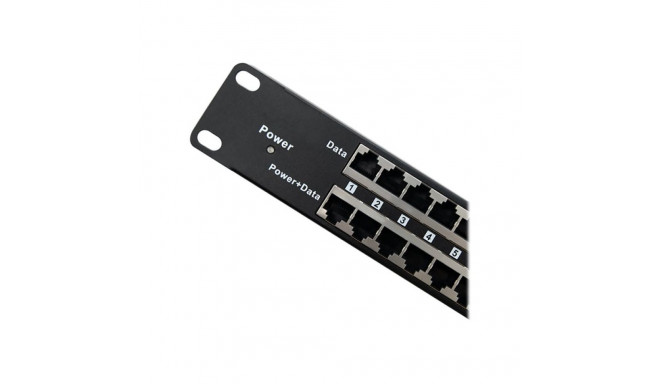 QOLTEC 54477 patch paneel RACK 48V 24 porti passiivne PoE injektor 1000m must
