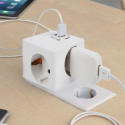 Electraline 55085 Cube 3-way Adaptor with USB Charger