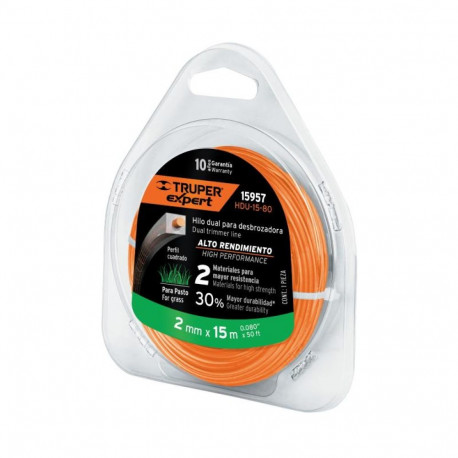Reinforced square trimmer line 2.0mm/15m Truper®