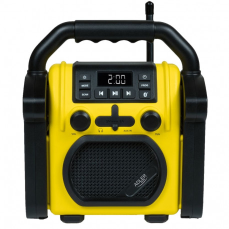 Adler ehitusraadio AD 1911 Bluetoothiga AUX-sisend, must/kollane