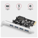 AXAGON PCEU-430RS PCIe card - 4x USB 5Gbps port SATA power Renesas PD720201 SP