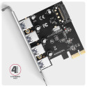 AXAGON PCEU-430RS PCIe card - 4x USB 5Gbps port SATA power Renesas PD720201 SP