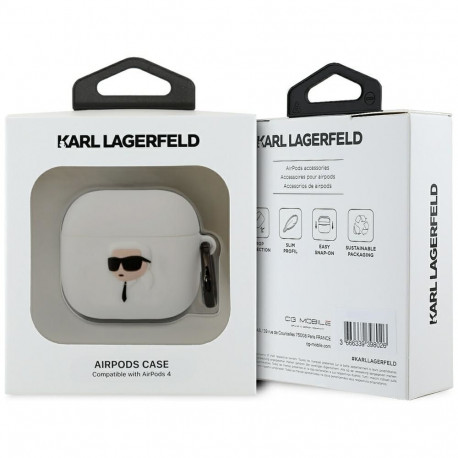 Case Karl Lagerfeld 3D Silicone NFT for AirPods 4 white