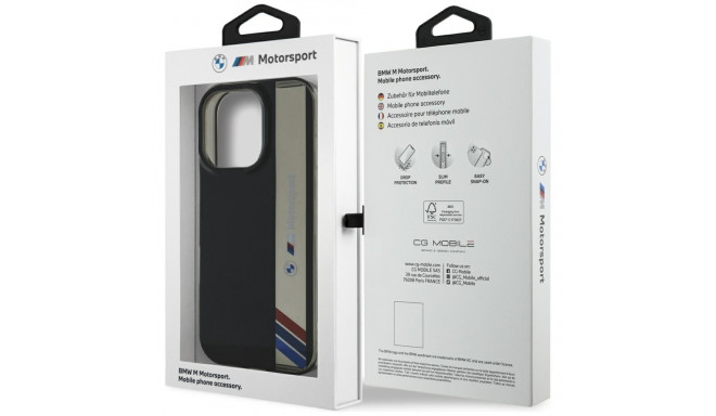 Case BMW Motorsport IML vertikaalne triip iPhone 16 Pro Max must