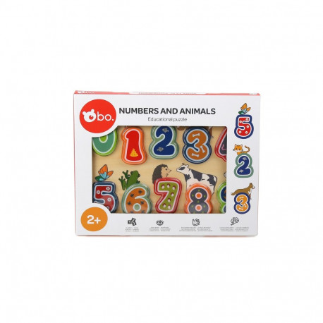 bo. Educational wooden puzzle "Numbers and animals"