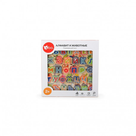 bo. Educational wooden puzzle "Alphabet and animals" (In Russian lang.)