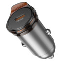 HOCO car charger 2 x Type C + cable Type C to Lightning PD QC 45W NZ16B metal gray