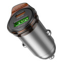 HOCO car charger USB A + Type C + cable Type C to Lightning PD QC3.0 43W NZ16A metal gray