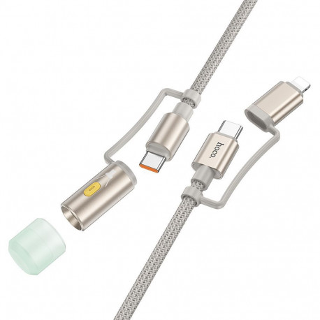 Cable All-in-one USB C / Lightning to USB C / LED Light Hoco PD 3A 60W 1,2 m U138 grey