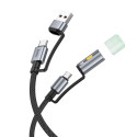 HOCO cable All-in-one USB A / Type C to Type C / LED Light 3A 60W U138 1,2 m black HOCO cable All-in-one USB A / Type C to Type C / LED Light 3A 60W U138 1,2 m black