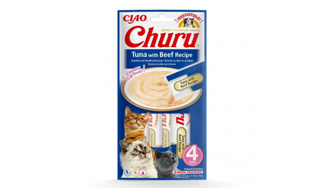 INABA Churu Tuna with Beef Recipe - cat treats - 4x14 g