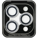 Guess BP Rhinestone 2in1 Screen Protector & Camera Lens Set for iPhone 16 Pro Max Silver