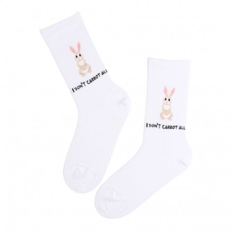 SOKISAHTEL CARROT ALL valged jänestega puuvillased sokid 444, 446