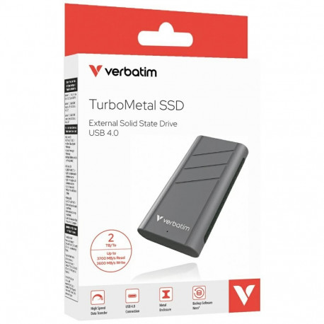 External Drive Verbatim TurboMetal SSD 2TB USB4 USB-C gray 32022