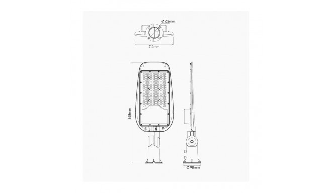 Gatvės šviestuvas LED 230V 100W 10 000lm, 130° x 75° 4000K neutraliai balta, STREETLITE, IP65, IK08