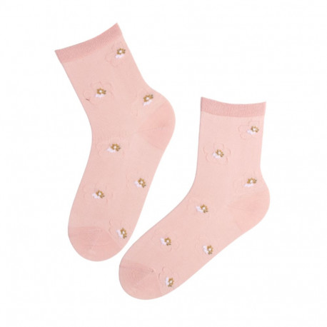 SOKISAHTEL LILLY heleroosad lillelised puuvillased sokid 444