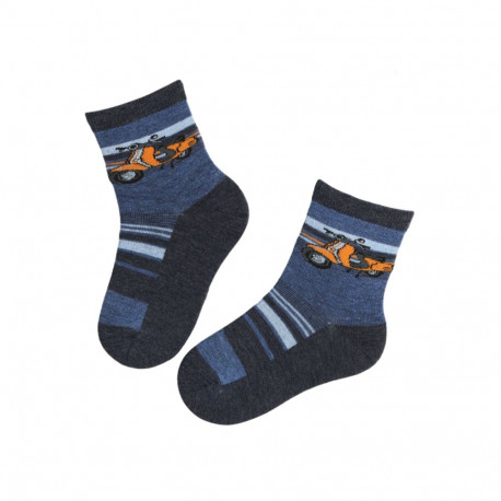 SOKISAHTEL ARON sinised mootorrattaga puuvillased sokid lastele 438, 439, 443