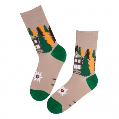 SOKISAHTEL EFE helepruunid metsaga puuvillased sokid 446