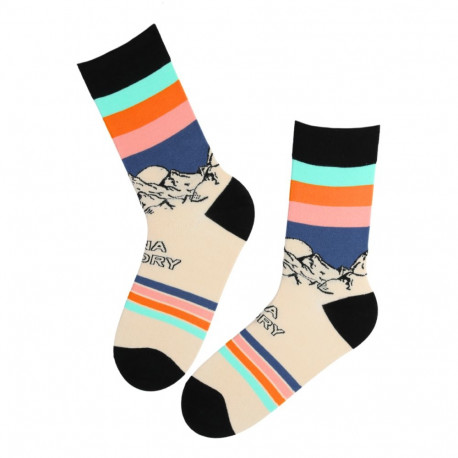 SOKISAHTEL EFE mägedega triibulised puuvillased sokid 446