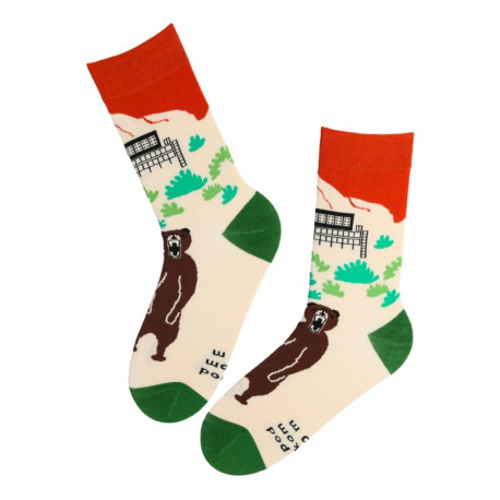 SOKISAHTEL EFE beežid karuga puuvillased sokid 446