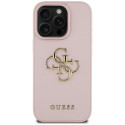 Guess Grained Big 4G Logo Small Classic Logo Case for iPhone 16 Pro Pink