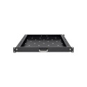 Qoltec 54509 Mount shelf with handle for RACK | 600*600 | Pull-out | Black