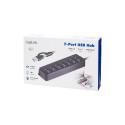 USB3.2 Gen1 hub, 7 port on/off switch black