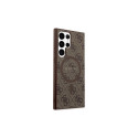 Guess 4G Collection Leather Metal Logo MagSafe Case for Samsung Galaxy S24 Ultra - Brown