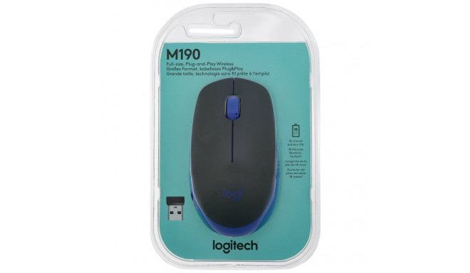 Logitech M190 juhtmevaba hiir, must/sinine