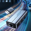 Ugreen 20265 USB-A | RJ45 1000 Mbps HUB 3x USB 3.0 võrguadapter - must