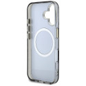 GUESS case for IPHONE 16 compatible with MagSafe GUHMP16SHFLPEDK (IML Metal Glitter Flowers Triangle