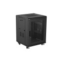 RACK CABINET 19" FREE-STANDING 15U/600X600 (FLAT PACK) WITH MESH DOOR BLACK LANBERG