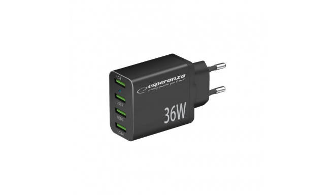 Esperanza EZC107K Charger Esperanza 36w 4x usb-a qc 3.0 18w charger