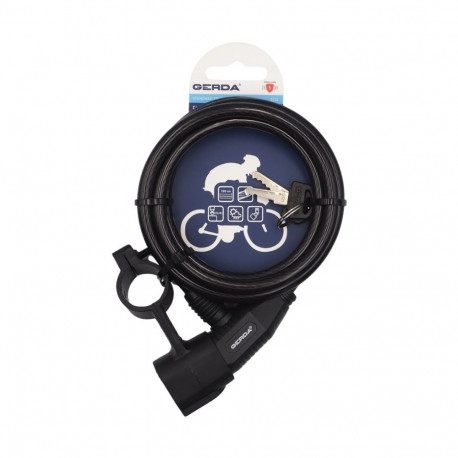Zapięcie rowerowe Gerda linka z uchwytem transportowym typ S, korpus okrągły Flex 1500/8A czarne 0SF