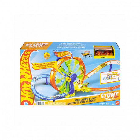 Hot Wheels Action mängukomplekt Rapid Launch & Loop koos 1:64 mõõtkavas survevalatud mänguautoga, ko